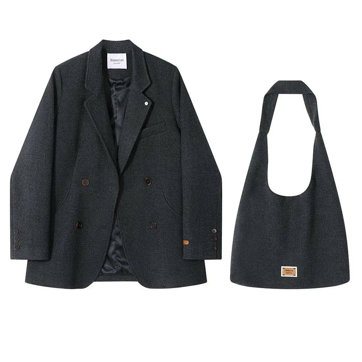 Double-Breasted Blazer with Shoulder Bag