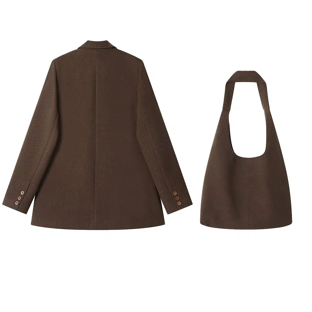 Double-Breasted Blazer with Shoulder Bag