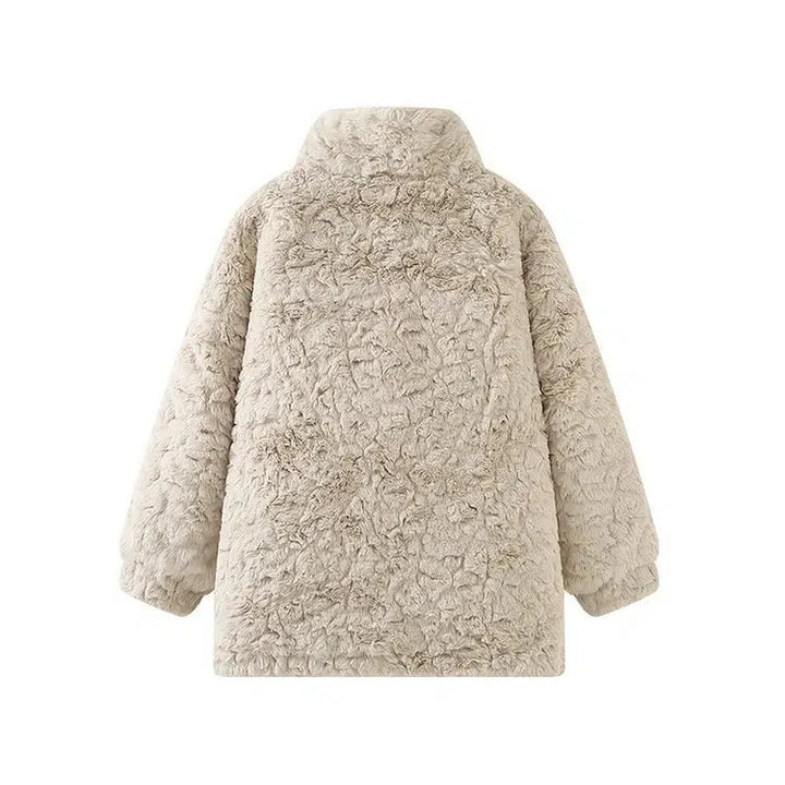 Toggle Closure Faux Fur Coat