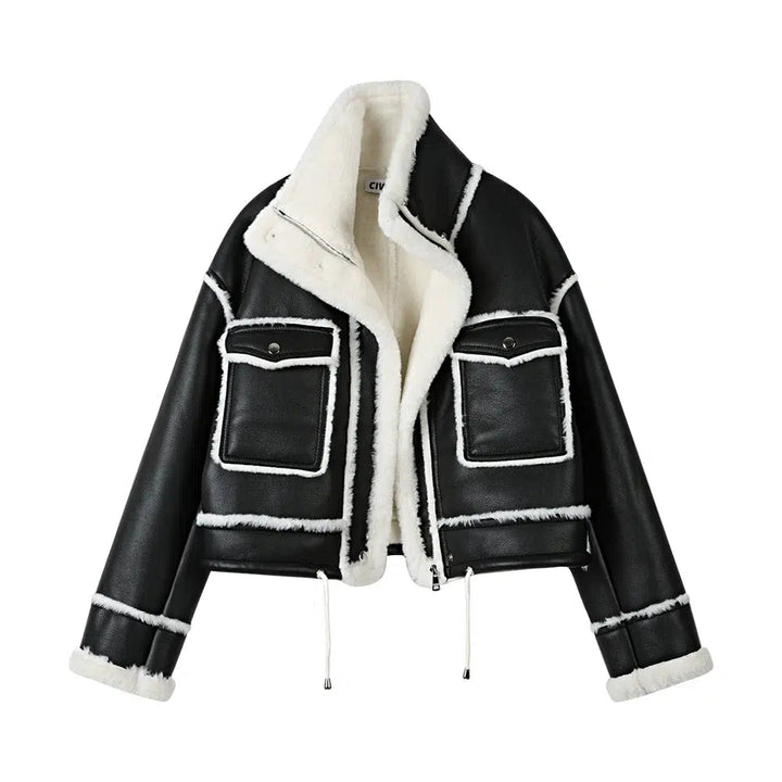 Faux Leather Shearling Jacket