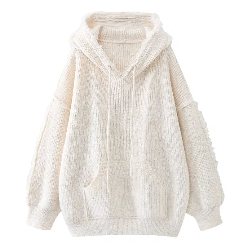 Frayed Hem Pullover Hoodie