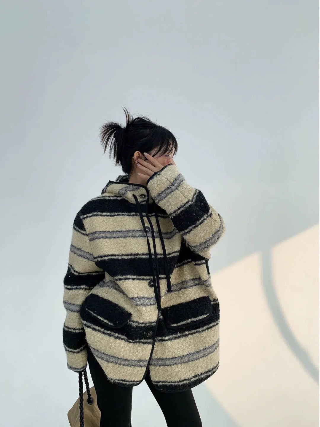 Hooded Striped Coat