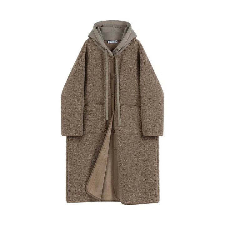 Hooded Pockets Wool Coat