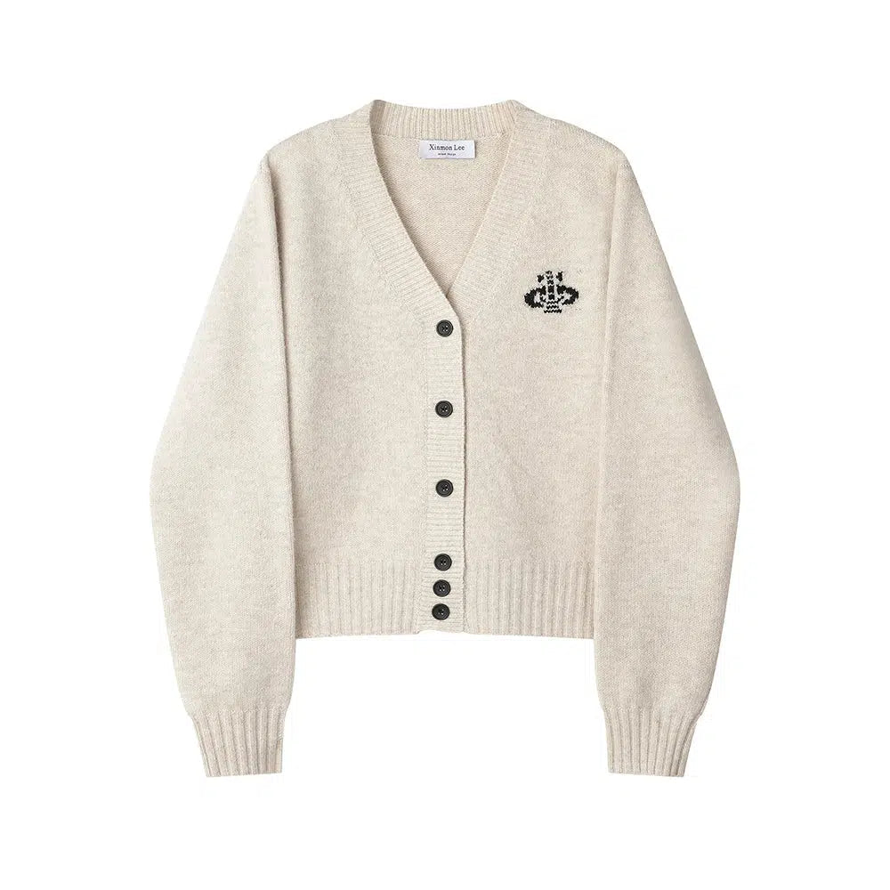 Embroidery Knit Cardigan Sweater