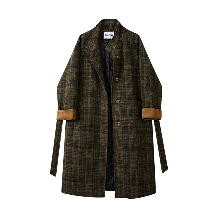 Button Closure Long Wool Coat