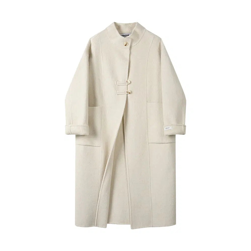 Chinese Style Stand Collar Wool Coat