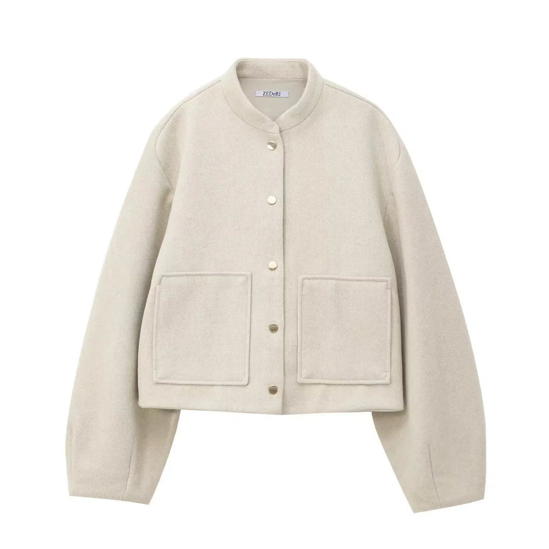 Wool Blend Button-Up Coat