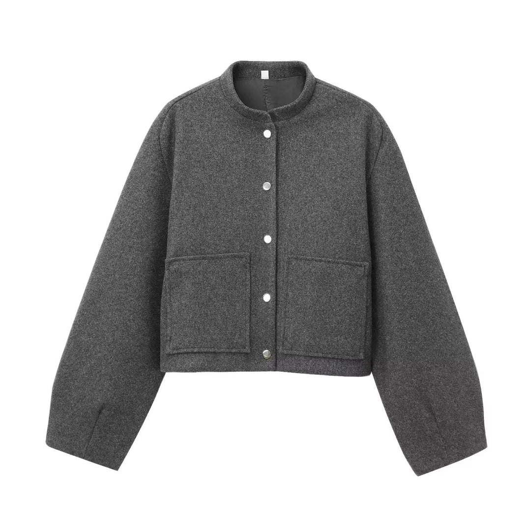 Wool Blend Button-Up Coat