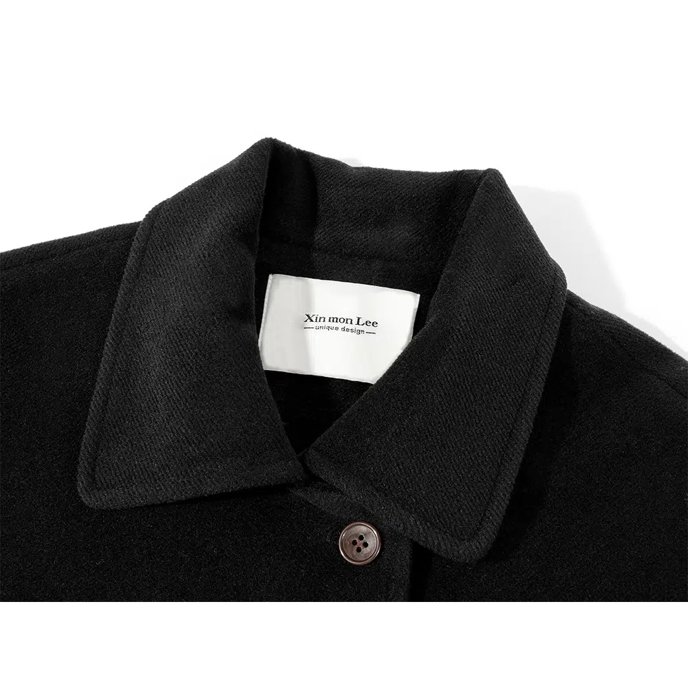 Single-breasted Lapel Long Wool Coat