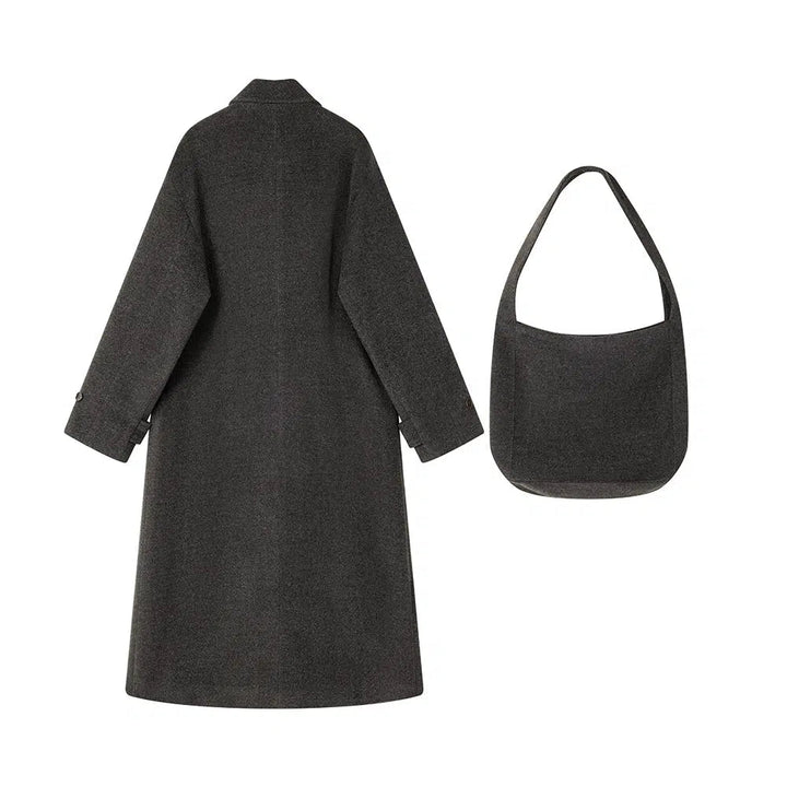 Single-breasted Lapel Long Wool Coat