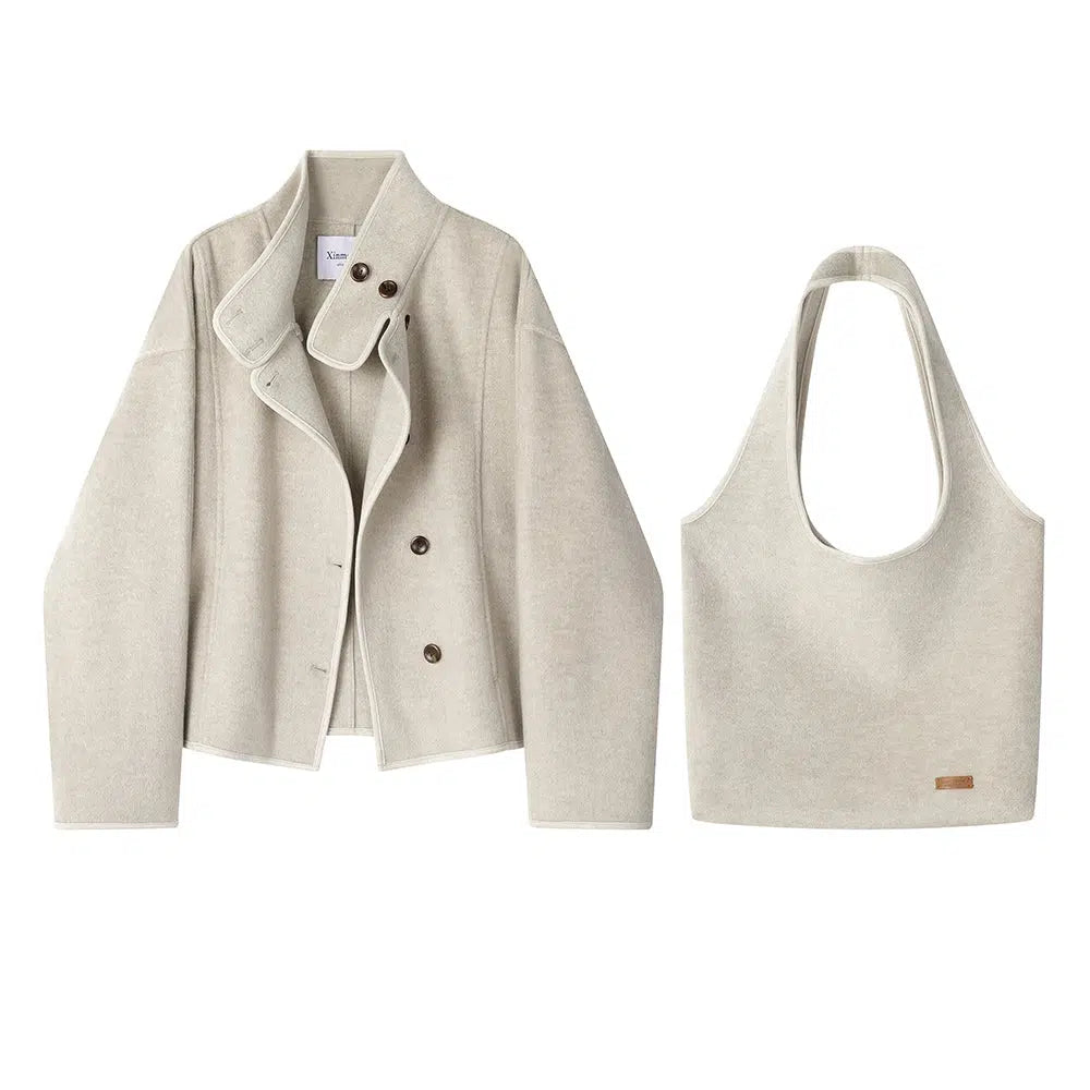 Wool Coat with Matching Tote Bag Set