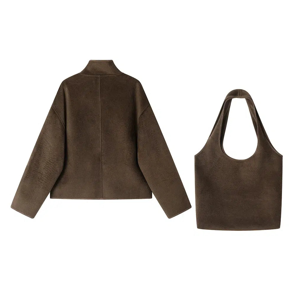 Wool Coat with Matching Tote Bag Set