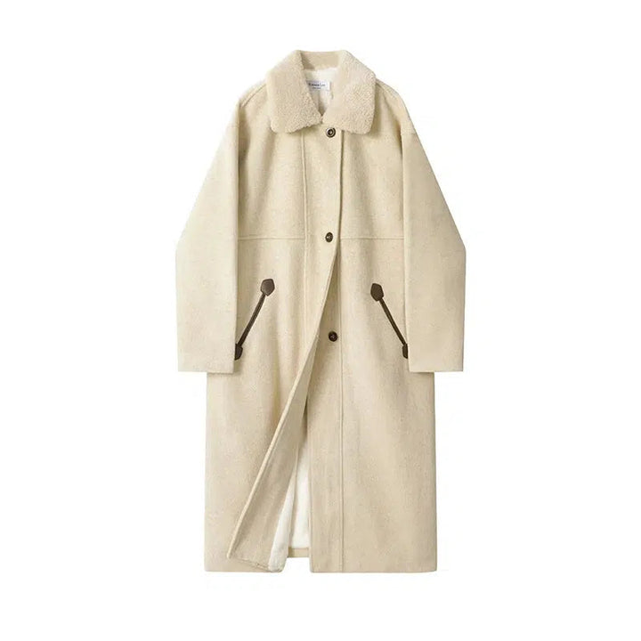 Toggle Closure Shearling Lining Wool Coat