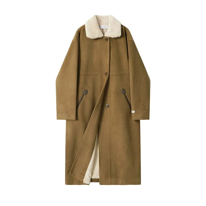 Toggle Closure Shearling Lining Wool Coat