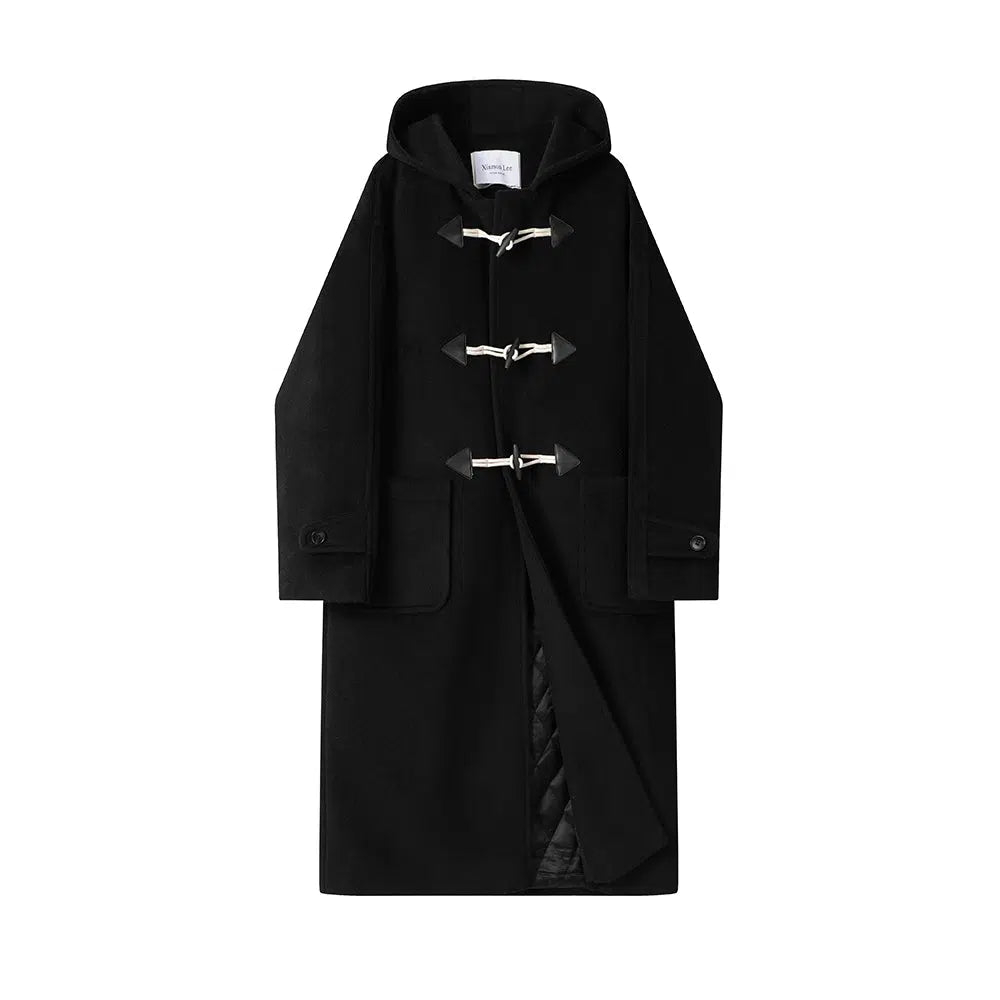 Toggle Closures Hooded Wool Coat