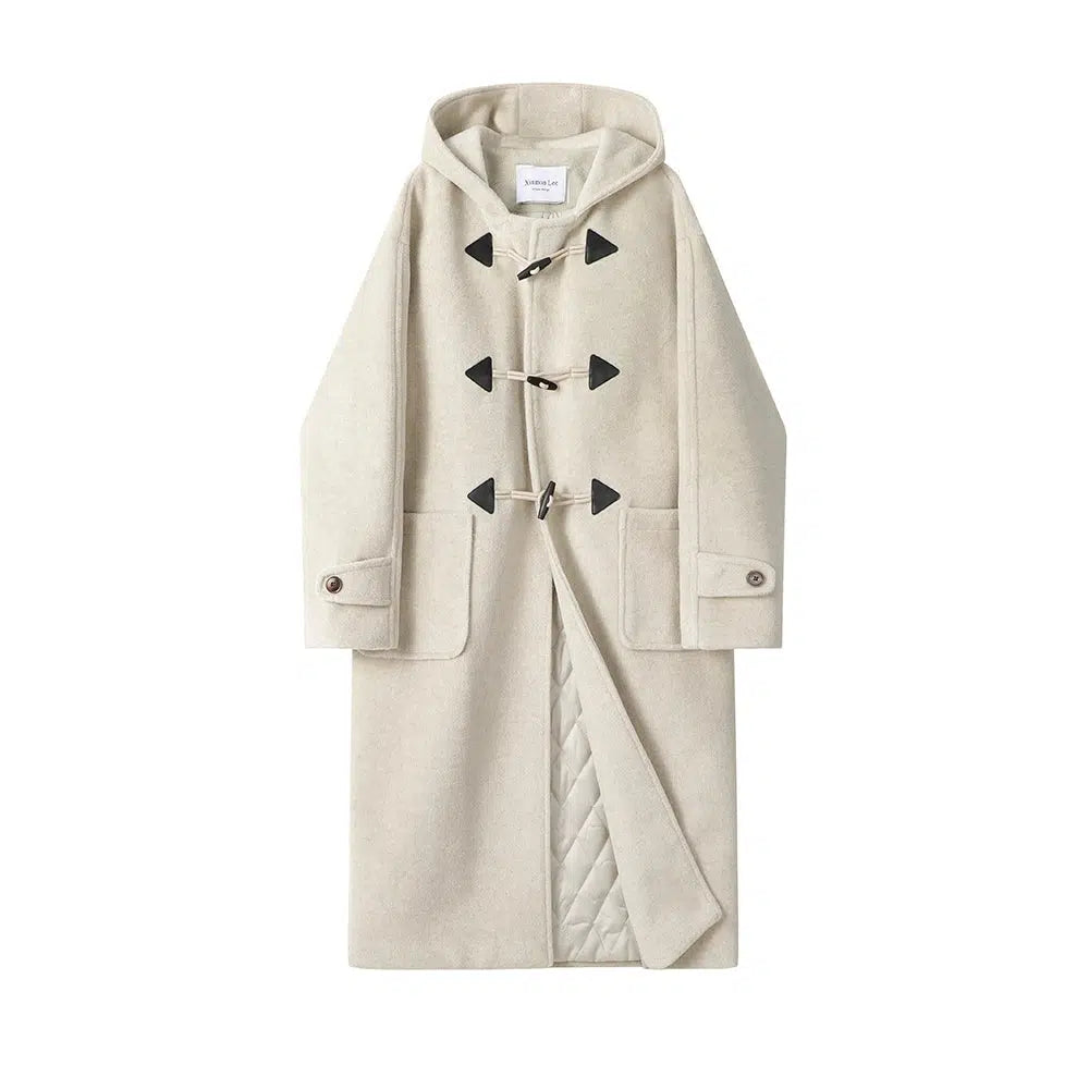 Toggle Closures Hooded Wool Coat