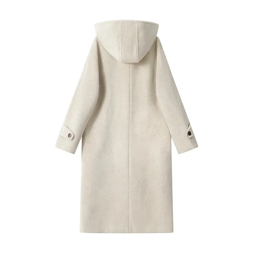 Toggle Closures Hooded Wool Coat