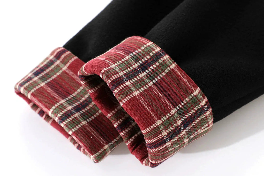 Plaid Cuffs Wool Duffle Coat