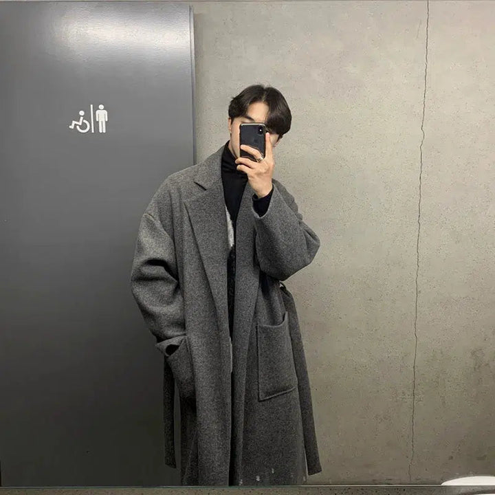 Wool Pockets Long Coat