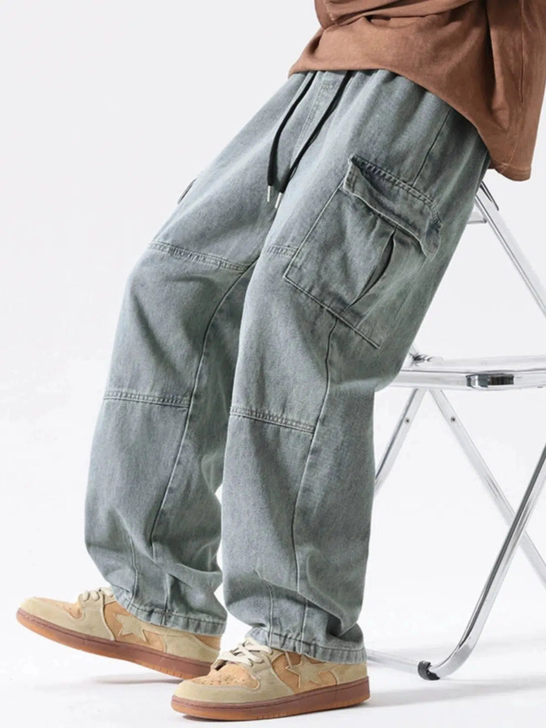 Workwear Wide-leg Cargo Jeans