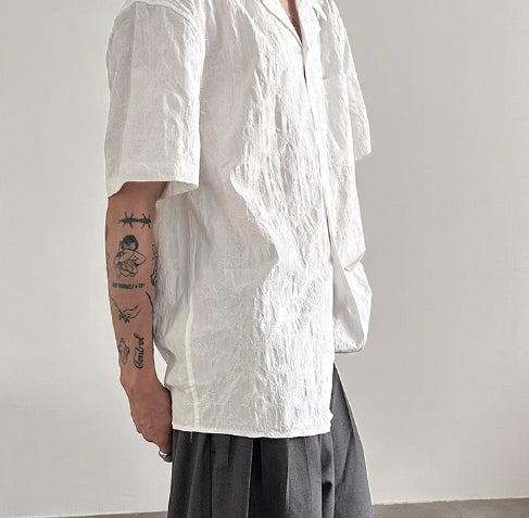 Wrinkle Texture Cuban Collar Shirt