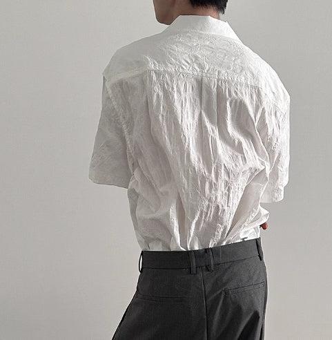 Wrinkle Texture Cuban Collar Shirt