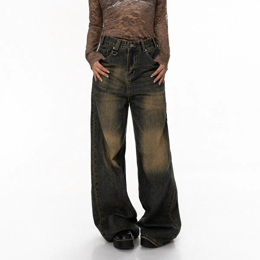 Yellow mud Gradient Wide-leg Jeans