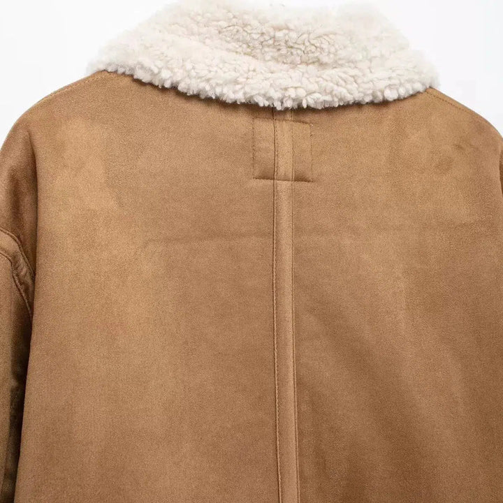 Zip Closure Shearling Lined Coat