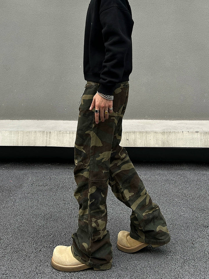 Zipper Camouflage Cargo Pants