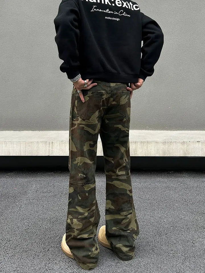 Zipper Camouflage Cargo Pants