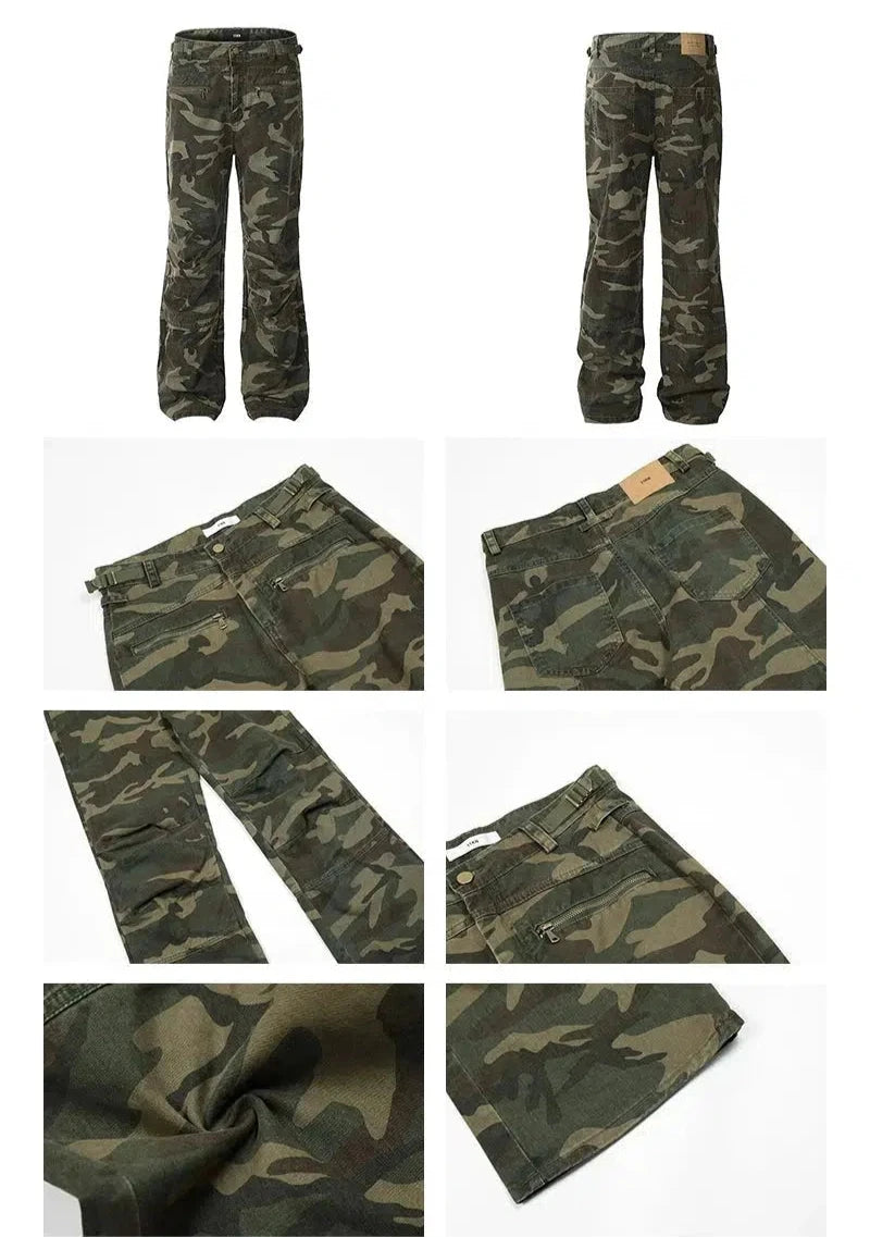 Zipper Camouflage Cargo Pants