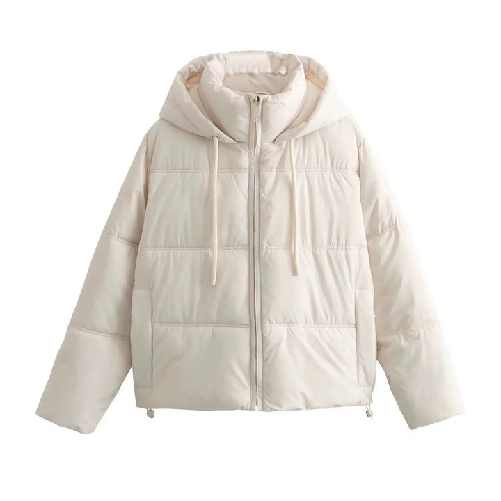 Zipper Closure Hooded Puffer Coat