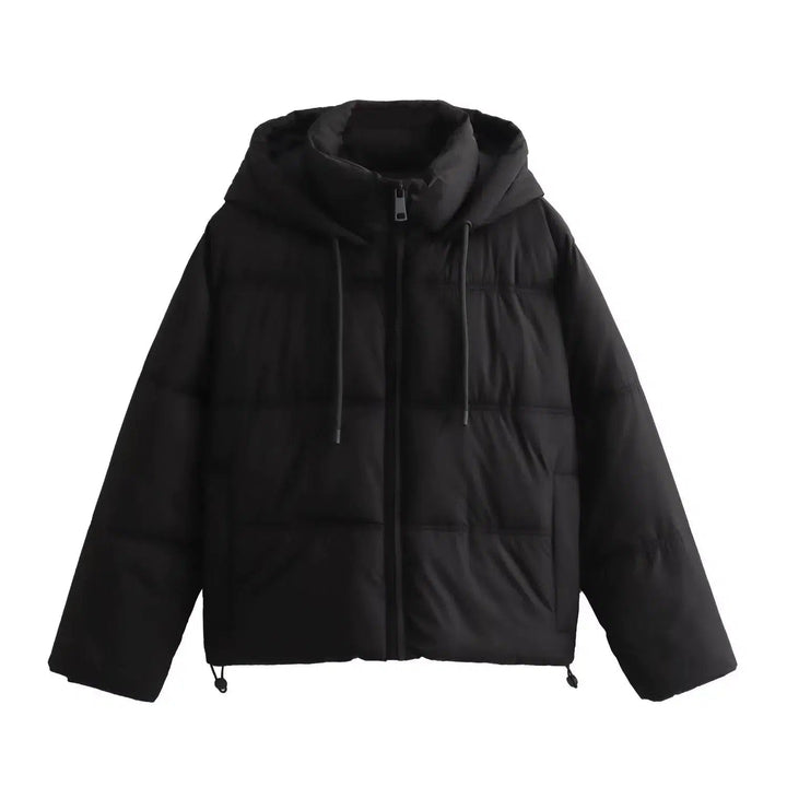 Zipper Closure Hooded Puffer Coat