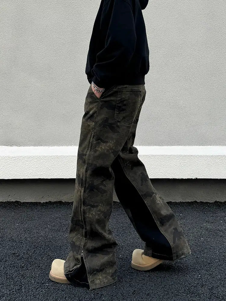 Camouflage Straight-Leg Cargo Pants