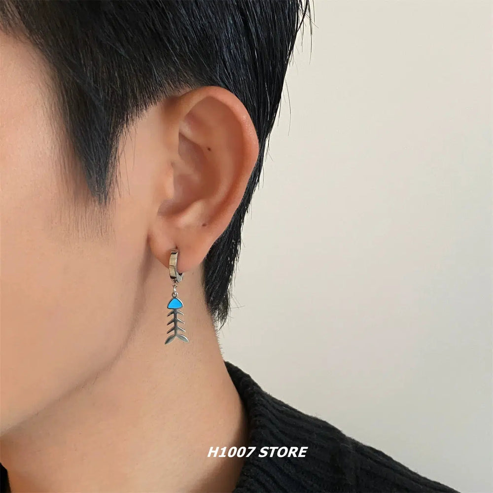 Fishbone Hoop Earrings