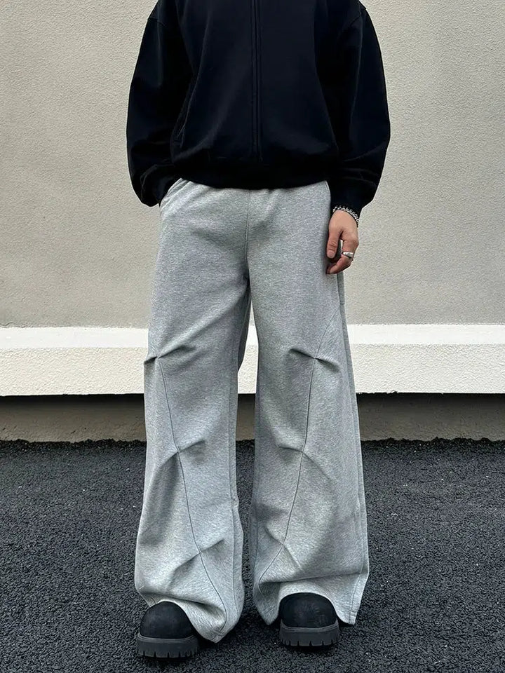 Wide-Leg Pleated Casual Pants