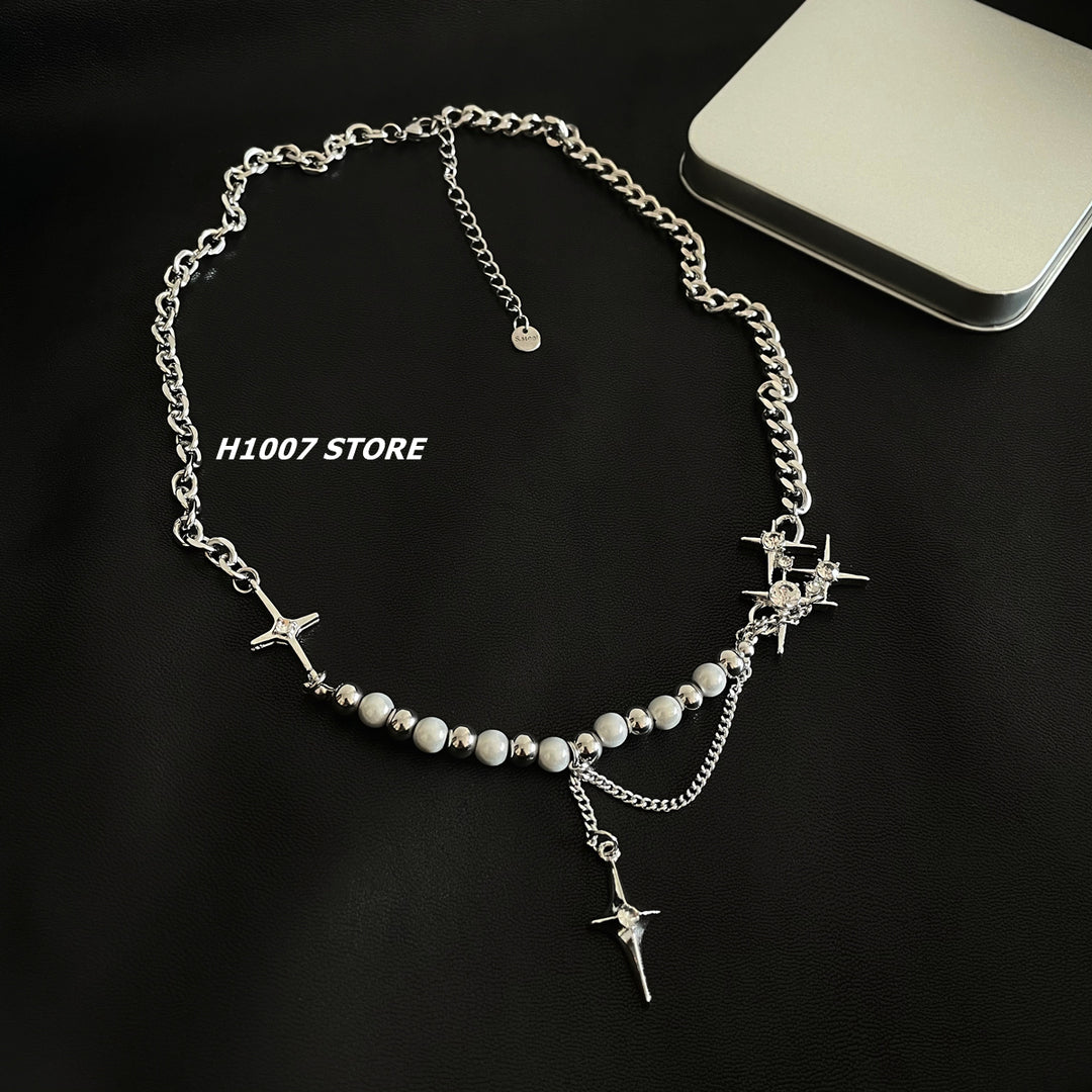 Star Reflective Pearl Chain Necklace