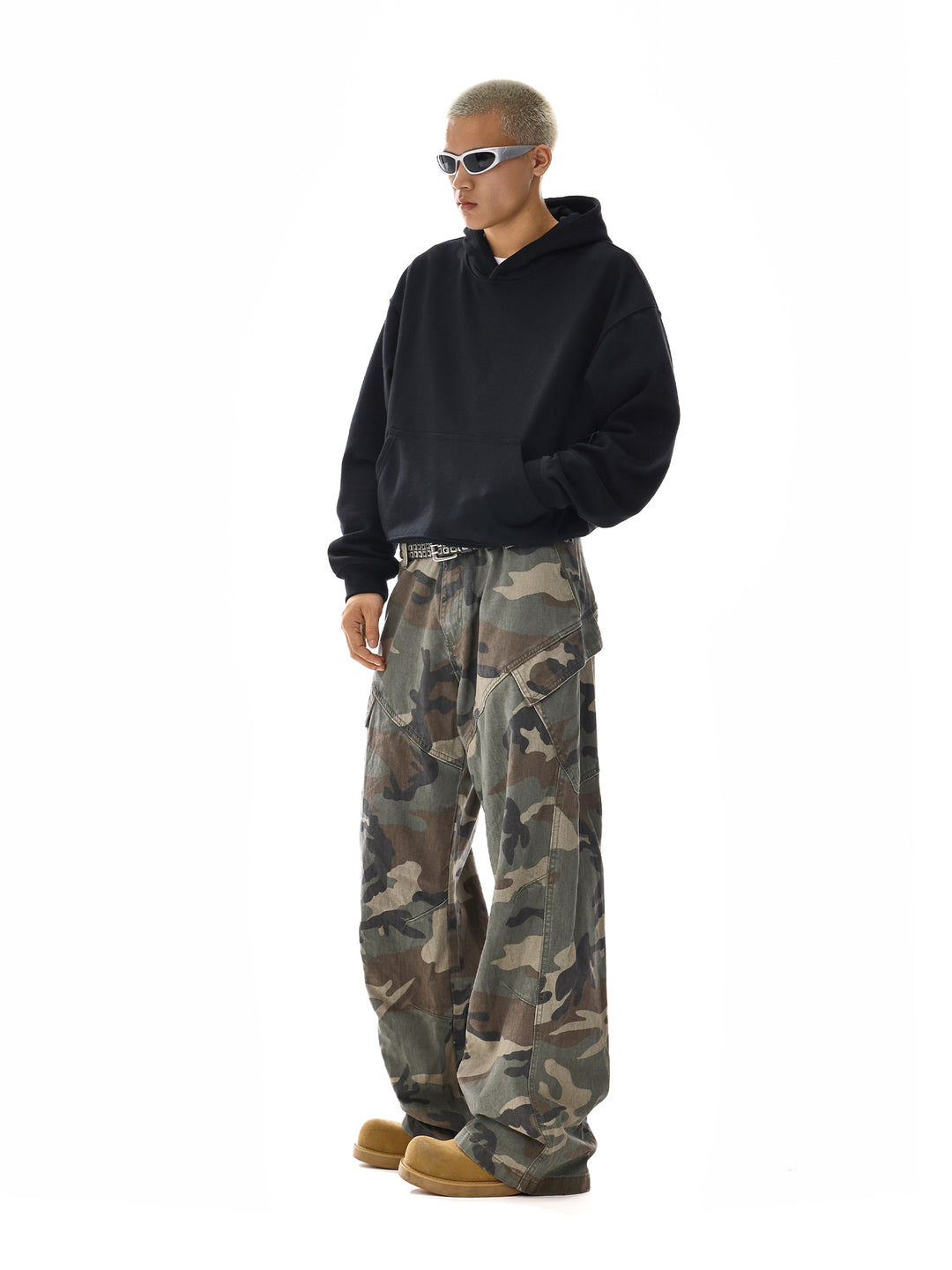 Camouflage Cargo Straight-Leg Pants