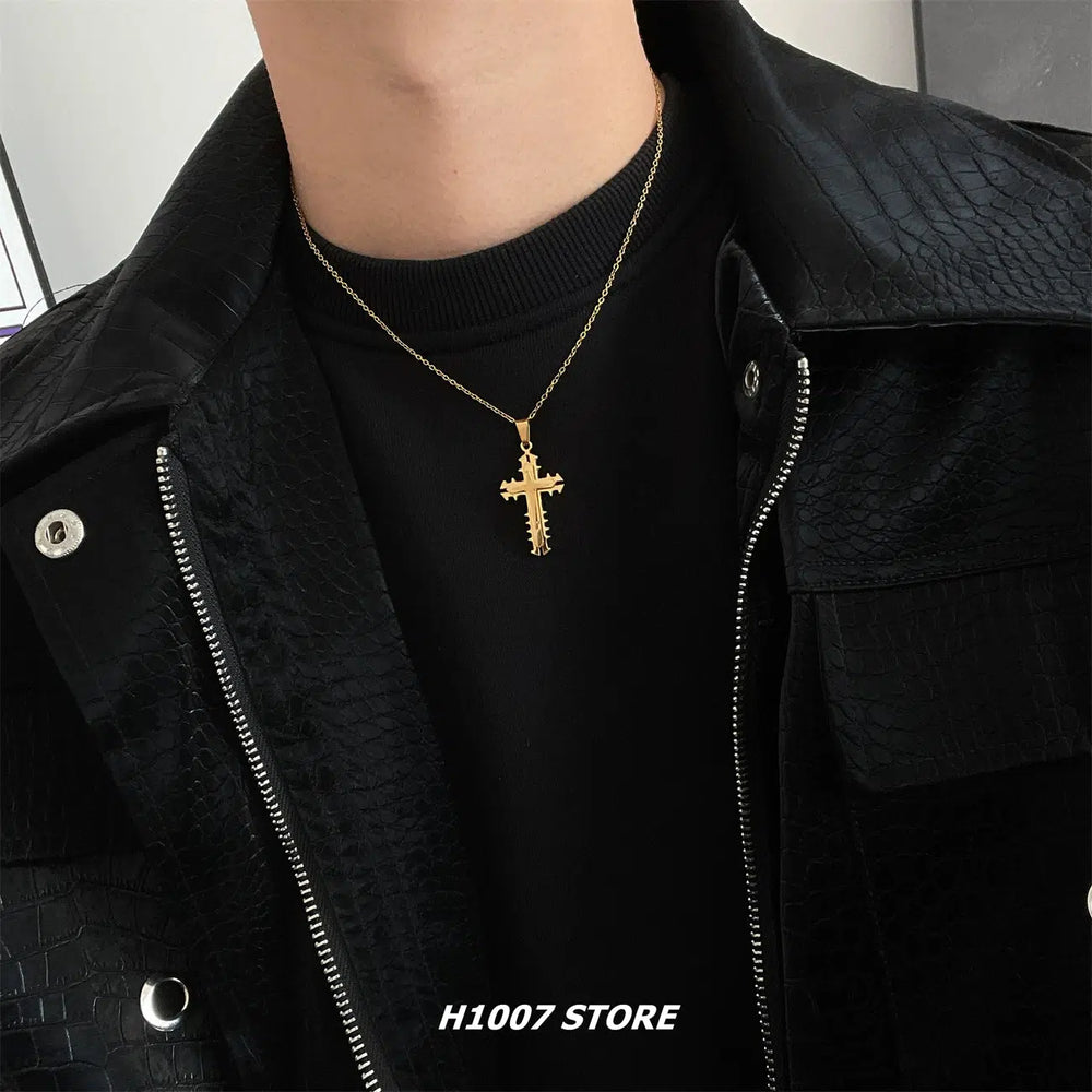 Titanium Steel Cross Pendant Necklace