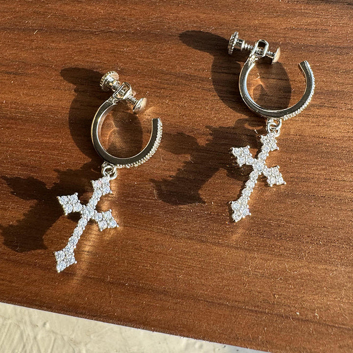 Zircon Cross Ear Clips