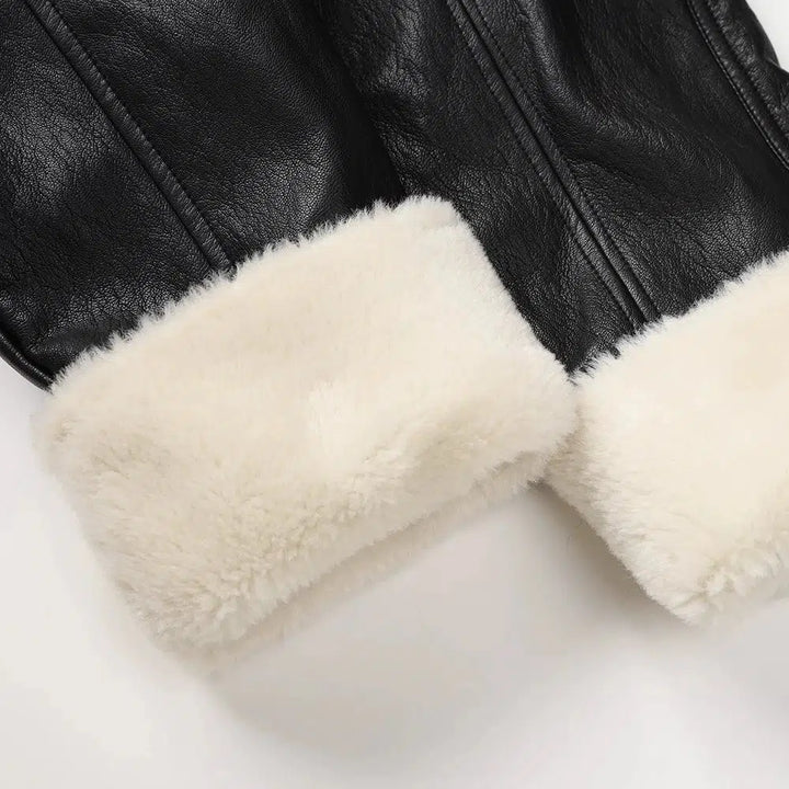 Shearling Lined Leather Coat