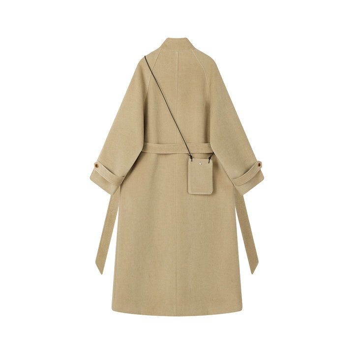 Stand-Up Collar Long Woolen Coat