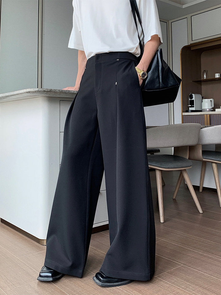 Wide-leg Draped Pleated Pants