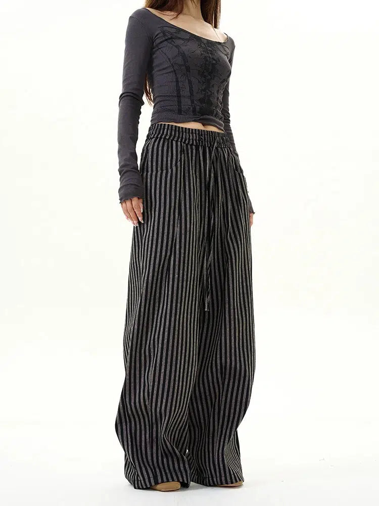 Striped Wide-Leg Pants