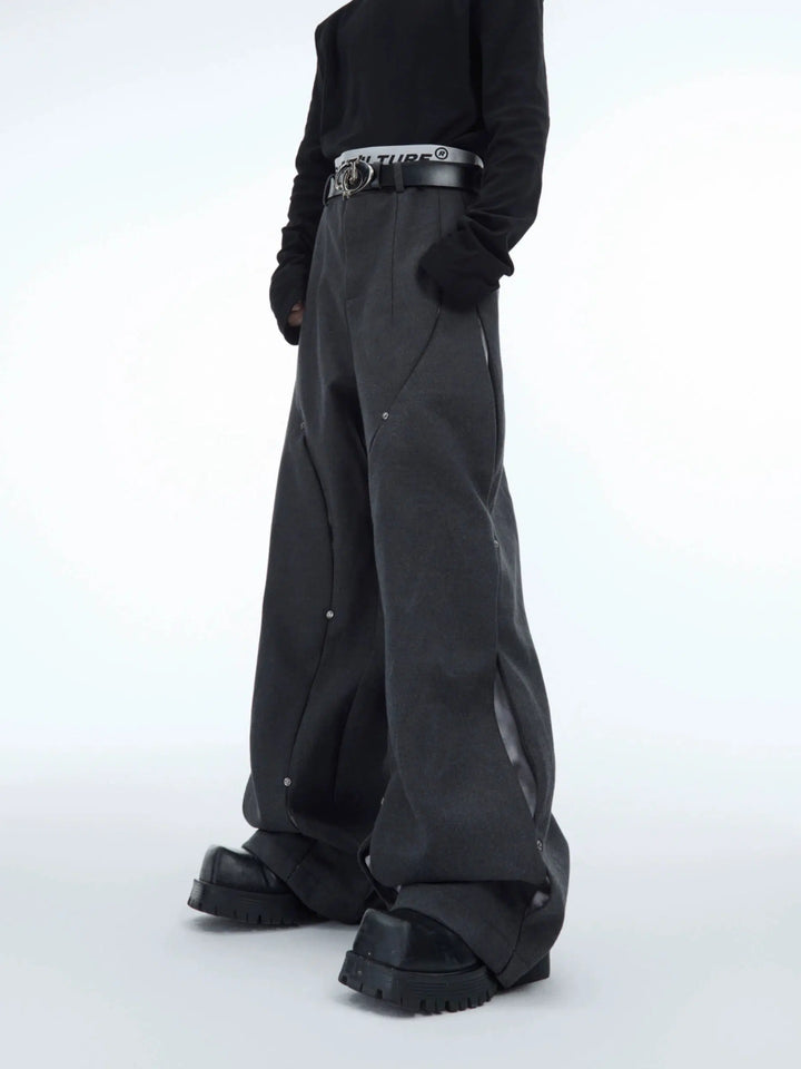 Metal Rivet Wide-leg Pants-The Korean Fashion