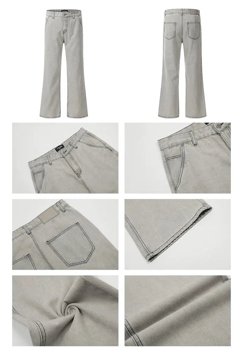 Washed Grey Straight Leg Jeans