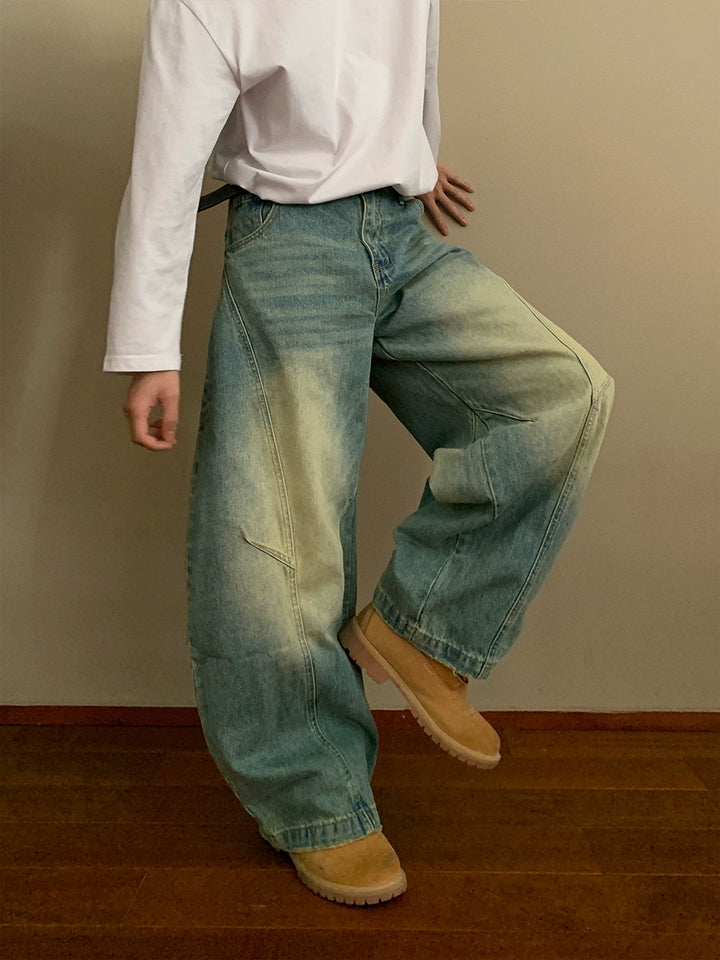 Mud-dyed Wide-leg Jeans