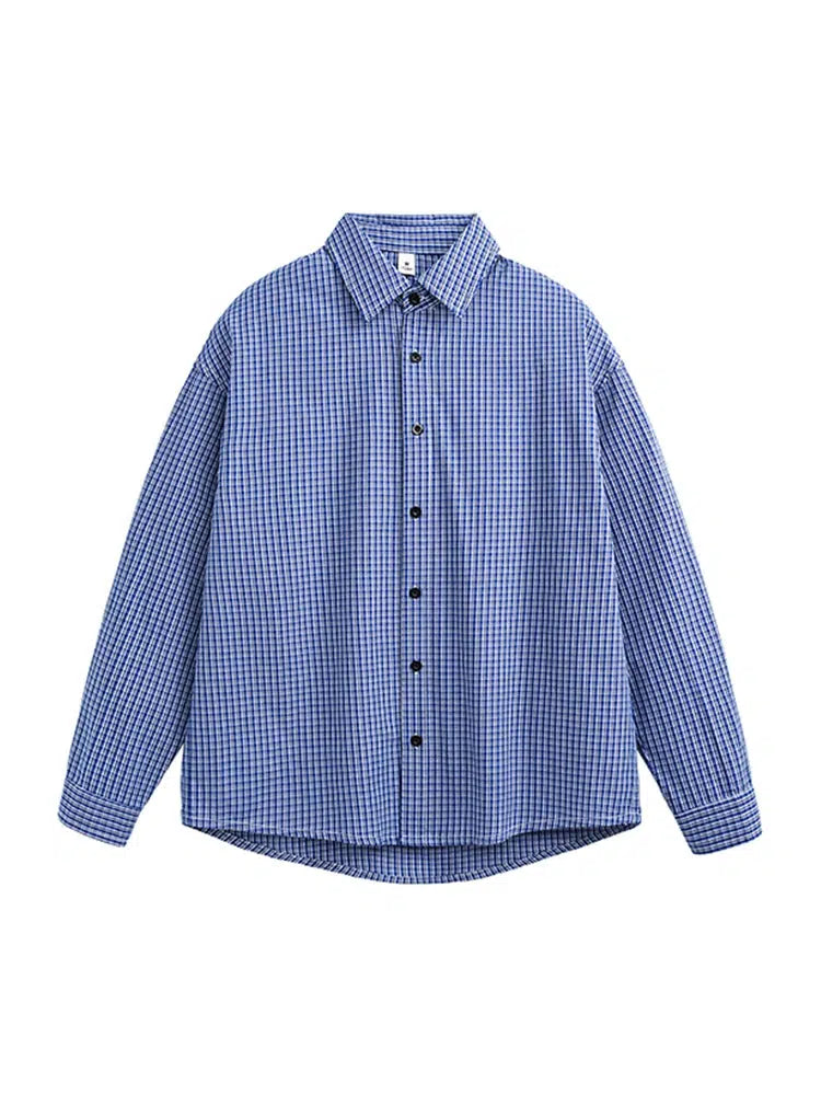 Retro Plaid Long-Sleeve Casual Shirt-The Korean Fashion