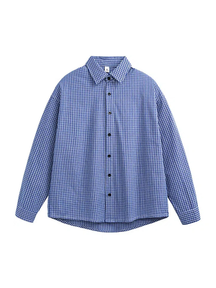 Retro Plaid Long-Sleeve Casual Shirt-The Korean Fashion