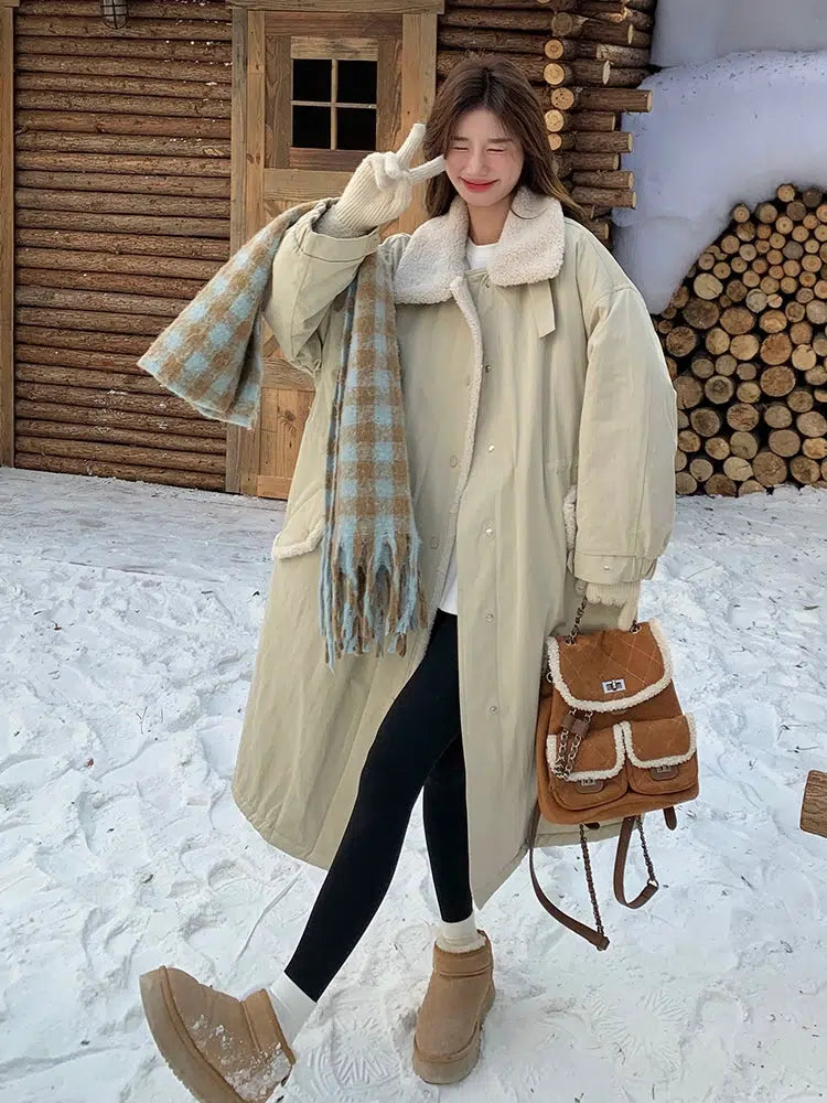 Women's Wool-Lined Winter Parka Coat-The Korean Fashion